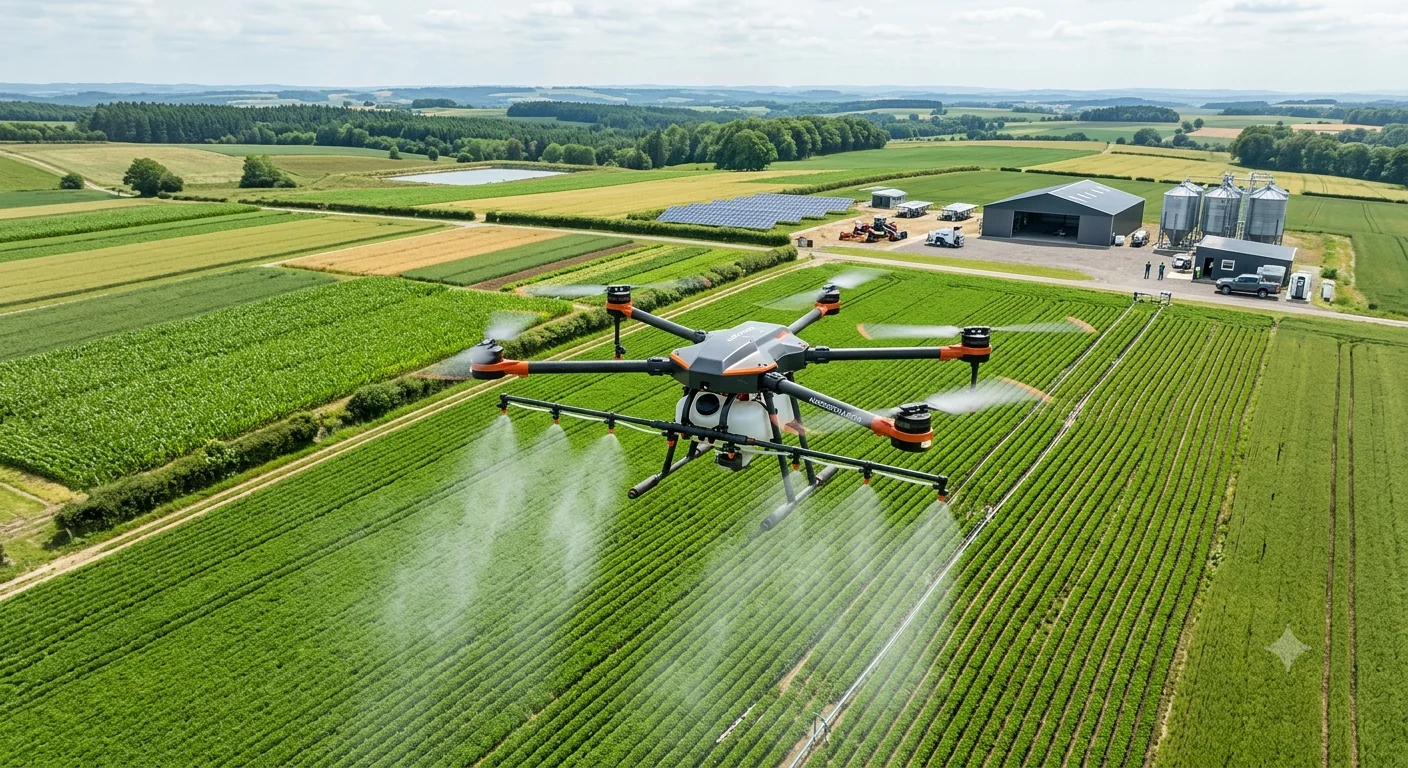 Agricultural field receiving water during crop production